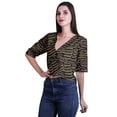 thumbnail image 5 of Moomaya Printed Cotton Top For Womens V-neck Crop Top Elbow Sleeve Summer Blouse T-shirt, 5 of 7