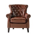 thumbnail image 2 of Kd Chestnut Leather Chair - Stitching, Rolled Arms And , Supported By Birch Wood Legs For Living Room Seat Stylish Tufting, Comfortable Arms, Stable Home Decor Or Study, 2 of 6