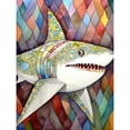 thumbnail image 1 of Great White Shark Modern Folk Art Watercolour Painting Large Wall Art Poster Print Thick Paper 18X24 Inch, 1 of 5