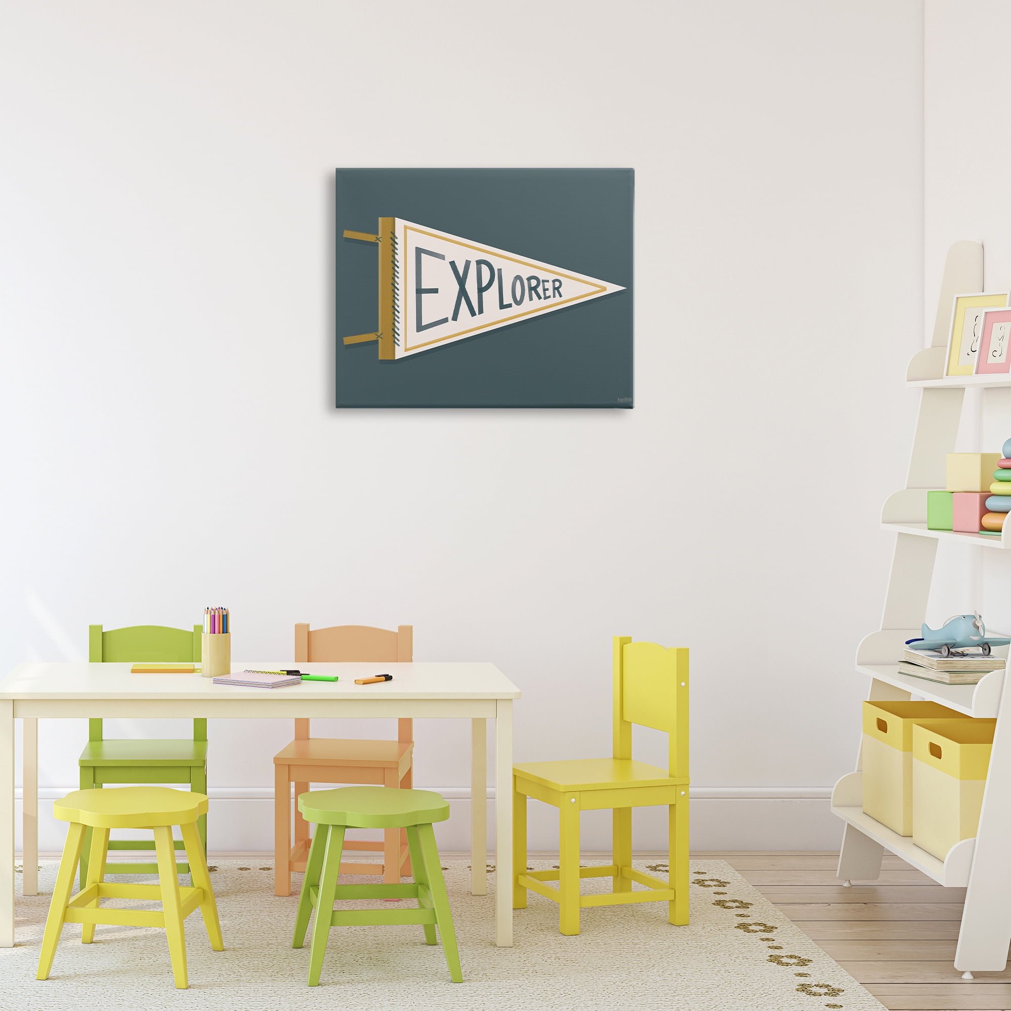 Stupell Industries Explorer Retro Pennant Canvas Wall Art, design by House Fenway
