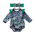thumbnail image 3 of sususu Baby Girl Outfit Romper Long-Sleeve Bodysuit (Green,3-6 Months), 3 of 10