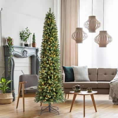 9ft. Pre-Lit Rothwell Slim Artificial Christmas Tree - Warm White LED Lights by Ashland®