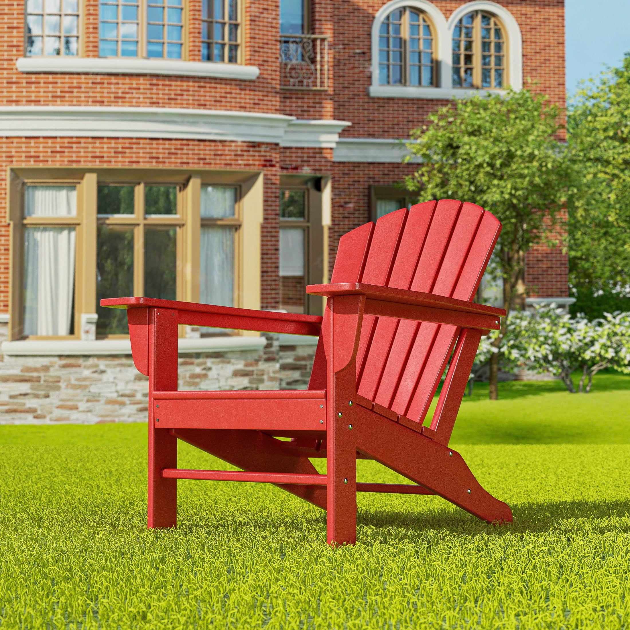 Polytrends  Altura Outdoor Eco-Friendly All Weather Poly Patio Adirondack Chair - Deep Seating Red