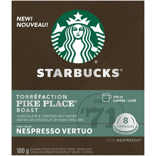 Capsules Starbucks Torréfaction Pike Place pour Nespresso Vertuo 8 x 230 ml