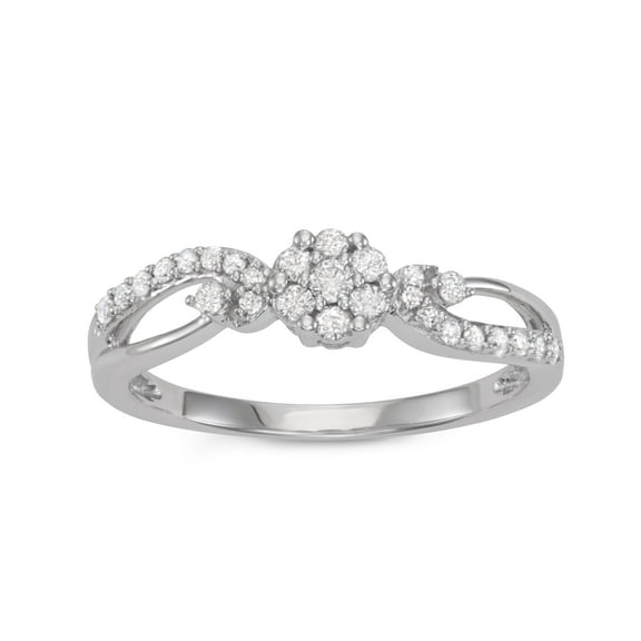 MyDiamondBox 1/3 cttw White Diamond Center Cluster Promise Ring crafted in 10KT White Gold Real Diamond Ring for Women, US5