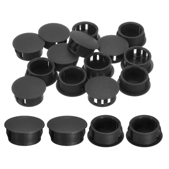 Uxcell 18pack 19mm(3/4")" Nylon Hole Plugs, Flush Type Panel Round Snap In Fastener Knockout Plugs, Black