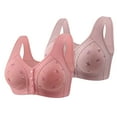 thumbnail image 1 of Karight 2-Pack Front Closure Daisy Bras for Women Comfort Wireless Full Coverage Button Front Everyday Bra for Seniors, 1 of 2