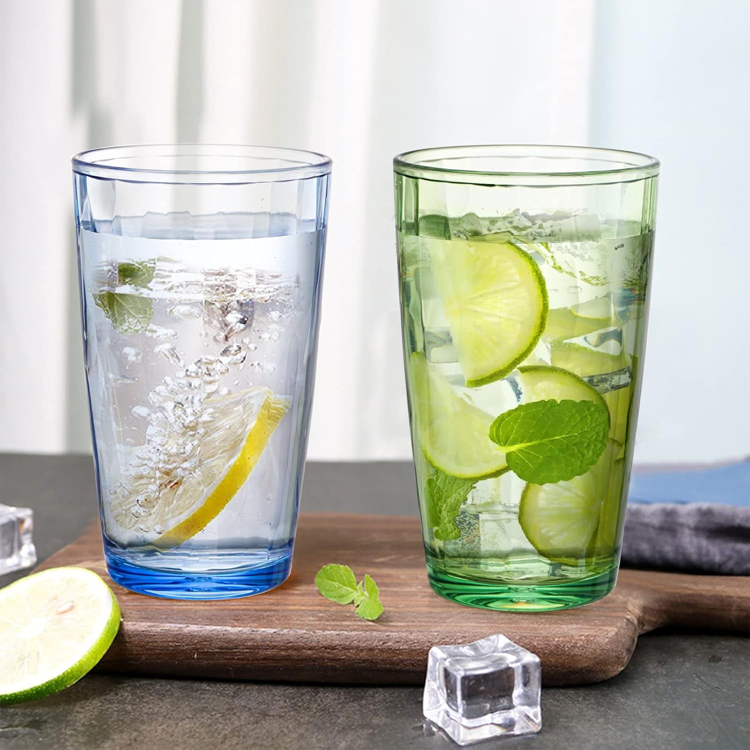 16oz Unbreakable Premium Drinking Glasses, Stackable Tumbler Cups, Plastic Water Cups,Hard Plastic Cups Reusable Kitchen Water Glasses Drinking,Dishwasher Safe,4 Pack