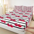 thumbnail image 3 of Homewish Kawaii Cartoon Cherry Full Size Sheets for Teen, Cute Fruit Bed Sheets, Black Stripes Abstract Ombre Sheet Sets, Ultra Soft Bedroom Decor, 4-Piece, 3 of 7