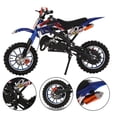 thumbnail image 1 of Moto de cross de 50 cc, mini motocicleta todoterreno para niños, motocross de gasolina de 2 tiempos, mini moto de cross Pit Bike, moto de bolsillo con frenos de disco delanteros traseros, velocidad má, 1 of 5