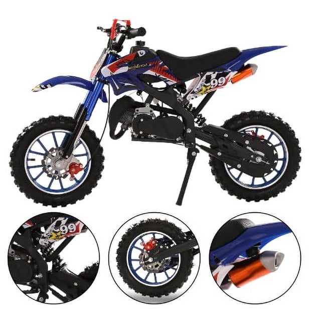 Moto de cross de 50 cc, mini motocicleta todoterreno para niños, motocross de gasolina de 2 tiempos, mini moto de cross Pit Bike, moto de bolsillo con frenos de disco delanteros traseros, velocidad má