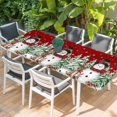 thumbnail image 2 of Red Christmas Table Cloths for 8 Foot Rectangle Tables, Xmas Snowman Trees Watercolor Snowflakes Patio Waterproof Elastic Fitted Tablecloths, Washable Rectangular Table Cover for Camping, 2 of 8