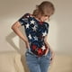 thumbnail image 3 of Balery Red Blue White Stars Body de cuello redondo de manga corta para mujer Tops de manga corta Tops básicos-XX-Large, 3 of 7