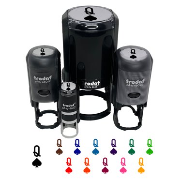 Queen of Spades Card Suit Self-Inking Rubber Stamp Ink Stamper - Black Ink - Mini 1/2 Inch