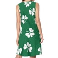 thumbnail image 2 of Clover Leaf Hand Drawn Doodle Spring Summer Dresses for Women Fashion T-shirt Dress Casual Sleeveless Loose Sundress with Pockets, 2 of 5