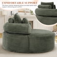thumbnail image 6 of Muumblus 55" Indoor Round Lounge Chair, Oversized Boneless Accent Barrel Chair, Green Corduroy, 6 of 10