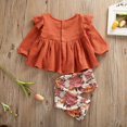 thumbnail image 4 of Baby Girls Spring Solid Color Long Sleeve Tops + Floral Long Pants Clothes Set, 4 of 9
