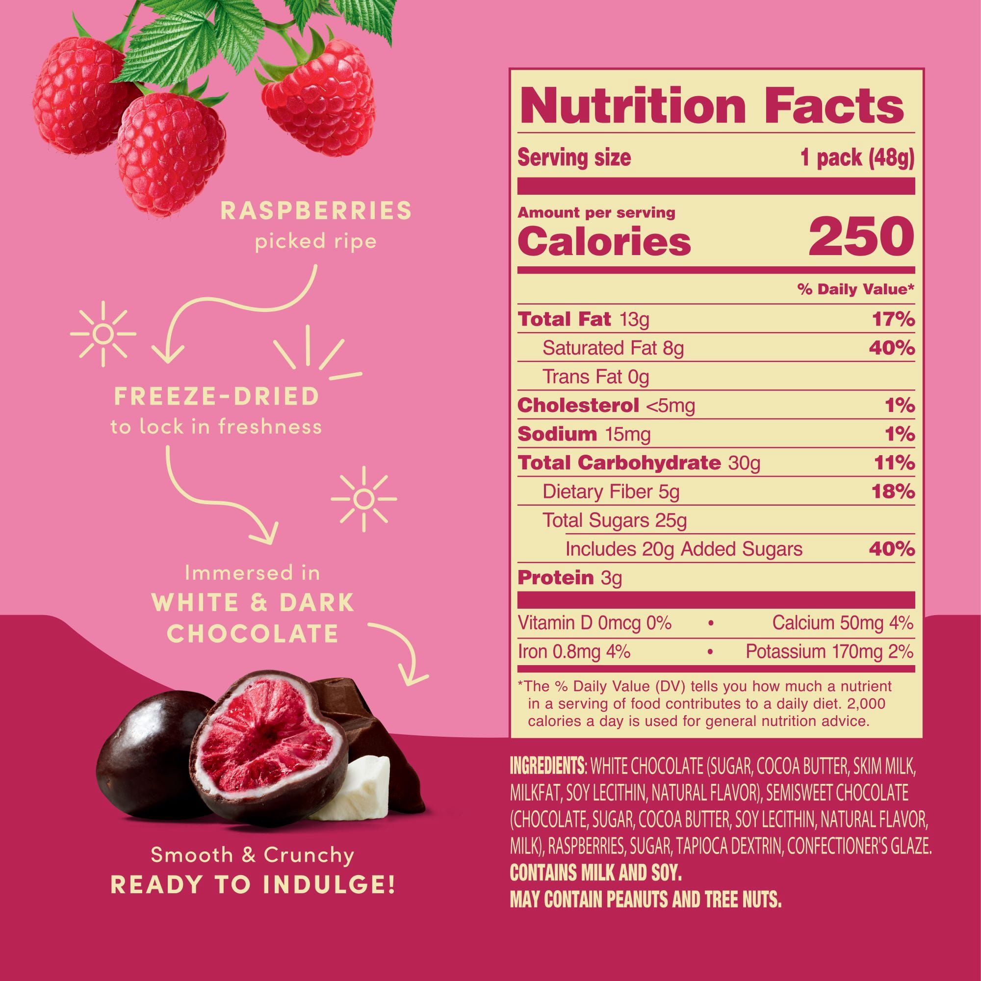 Tru Fru Freeze-Dried Raspberries in White & Dark Chocolate (1.7 oz)