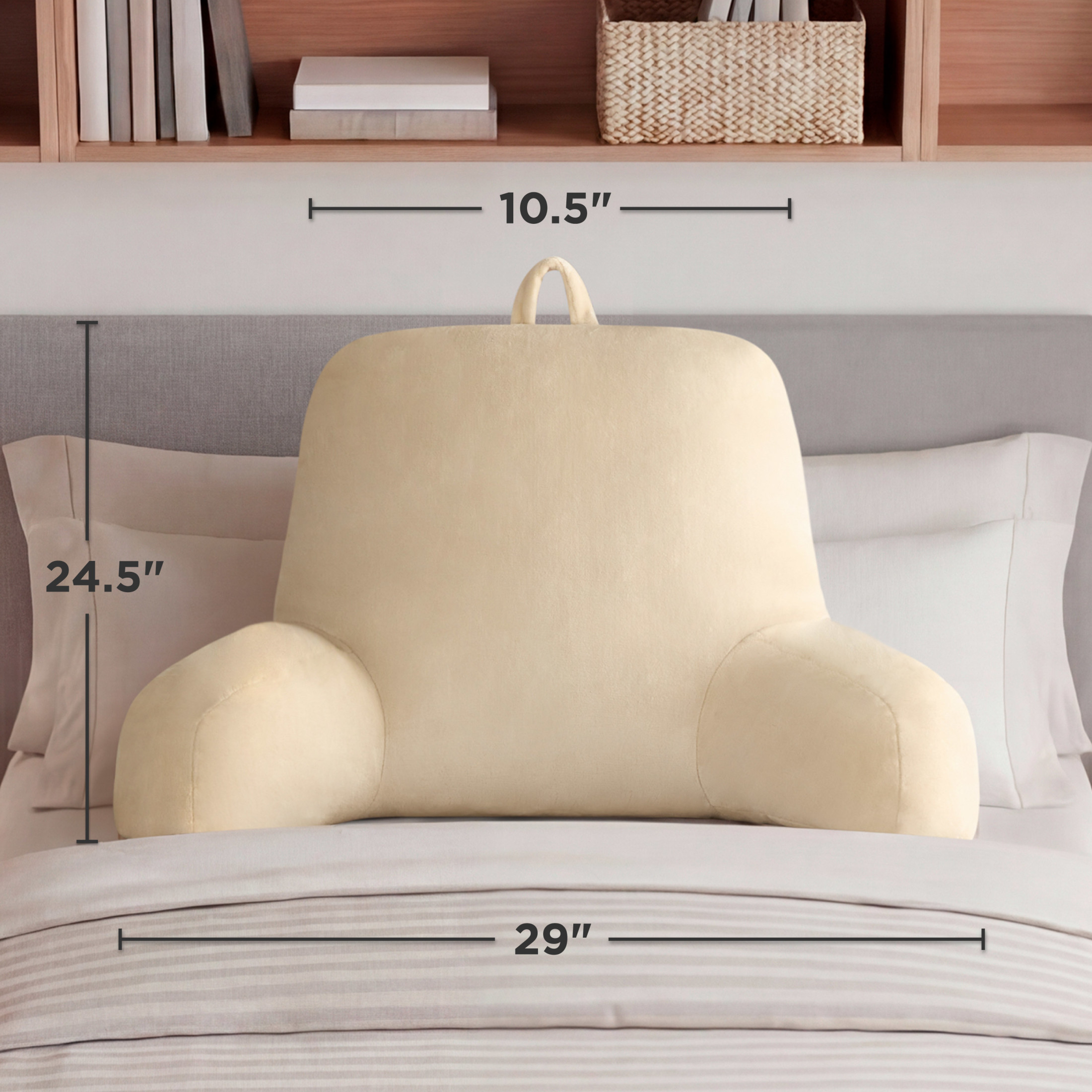 The Sheet Lab Plush Backrest Pillow, Beige, 29" x 24.5" x 10.5"