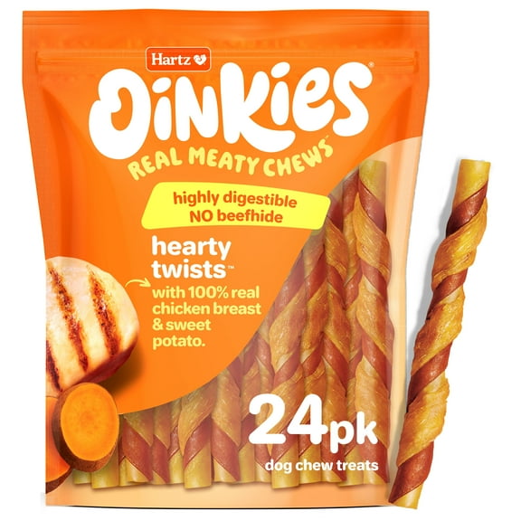 Hartz Oinkies Chickentastic Hearty Twists Dog Treats with Real Chicken, 8 oz. (24 Count)