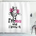 thumbnail image 1 of Ambesonne Giraffe Shower Curtain, Funny Animal Fashion, 69"Wx84"L, White Black and Pink, 1 of 3