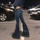 thumbnail image 2 of CIBBAR-pantalones vaqueros acampanados y2k para mujer, pantalón informal de tiro bajo, ropa de calle estética, pantalones Cargo Vintage, pantalones vaqueros Mom desgastados Coreanos, 2 of 5