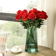 thumbnail image 5 of Zukuco 12 PCS Artificial Flowers Roses Silk Flowers Fake Long Stem Artificial Roses for Home Wedding Bathroom Kitchen Decorations (Red), 5 of 7