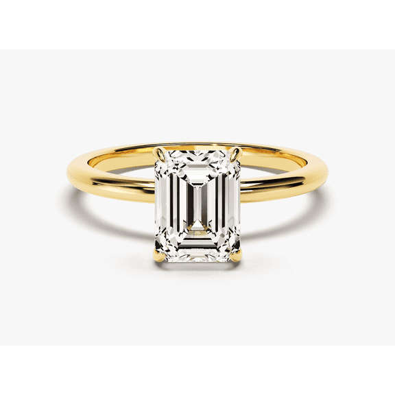 14K Yellow Gold Plated Emerald Cut Natural Moissanite Engagement Ring, 3.50 CT – Women's Engagement/Wedding Gift