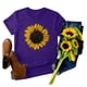 thumbnail image 2 of Gibobby Camisetas de verano para mujer Blusa manga corta con cuello redondo y estampado girasol talla grande para mujer(Morado,M), 2 of 5