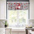 thumbnail image 3 of Farmhouse Gnome Valentines Day Kitchen Decor Curtain Valances Watercolor Buffalo Plaid Rod Pocket Small Window Treatment for Bedroom Thermal Insulated Washable Curtains, 1 Panel, 54x18inch, 3 of 6