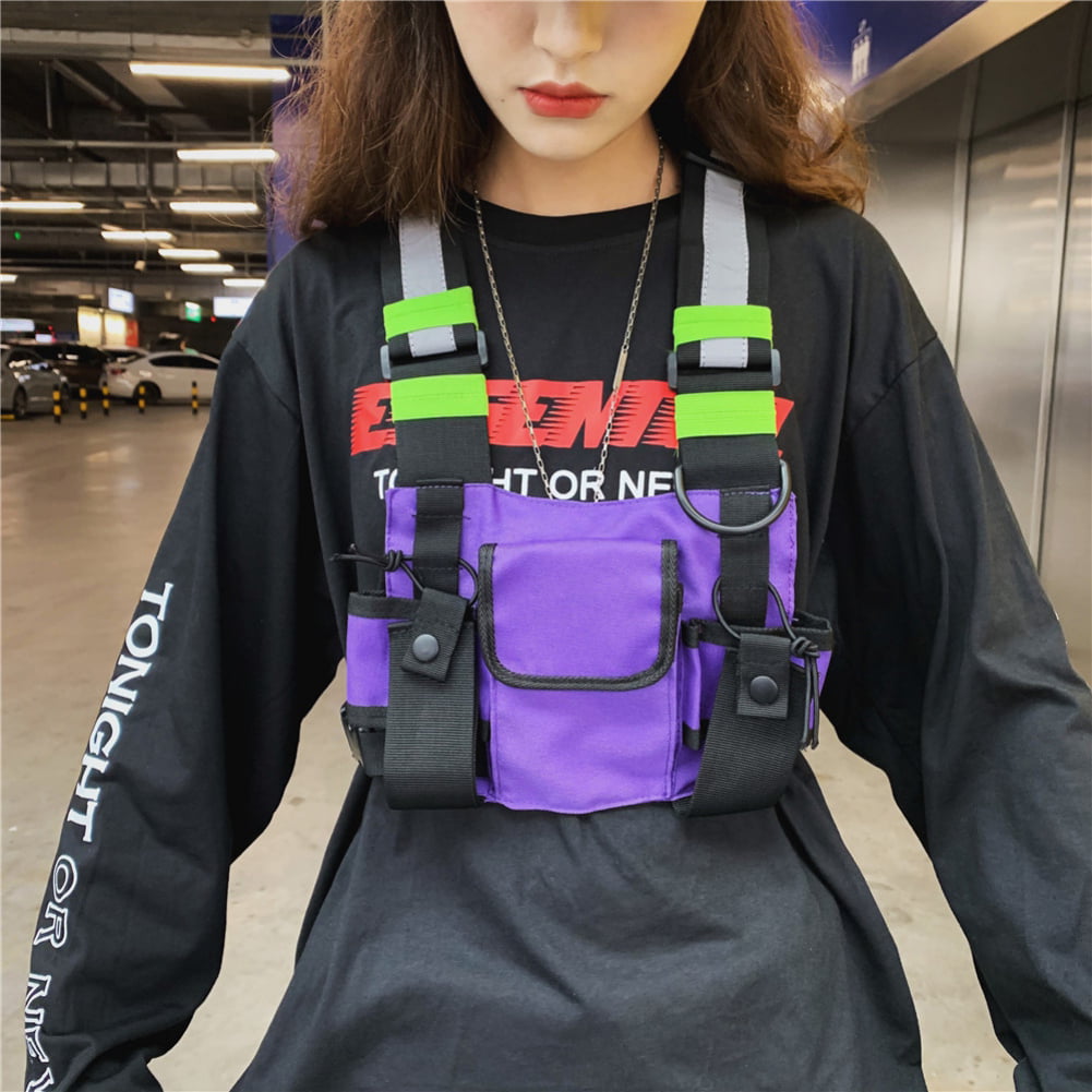 Safety Reflective Design Unisex Chest Bag Hip-hop Streetwear