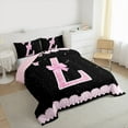 thumbnail image 3 of Manfei Letter Z Monogrammed Full Size Comforter Sets,Pink Bow Bowtie Bedding Comforter Set,Galaxy Starry Sky Bedding Sets For Child,Microfiber Room Decorative Reversible,3pcs, 3 of 8