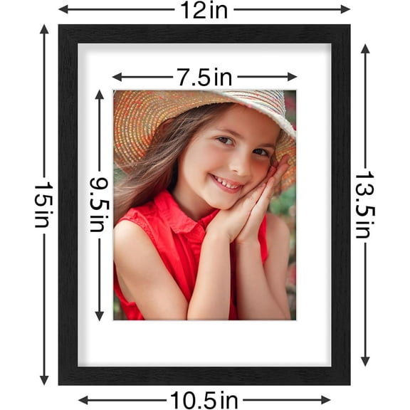 11x14 Picture Frames Set of 9, Shatter Resistant , Display 8x10 Photos with Mat or 11x14 without Mat, Photo Frames for Wall or Tabletop