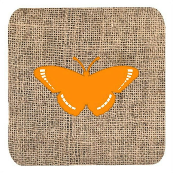 Butterfly Burlap And Orange Foam Coasters - Set 4, 3.5 x 3.5 In.