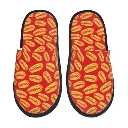 

Yiaed A Big Hot Dog Print Unisex House Slippers Slip on Warm Shoes Indoor Outdoor with Anti-slip sole-Medium