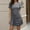 Gray, variant on Women's Short Sleeve Ruched Casual Summer Dress Bodycon Midi Dress Side Draw-String Dress Crew Neck Dresses