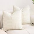 thumbnail image 1 of Chenchen Corduroy Cream White Throw Pillow Covers 18×18 Inches Set of 2 Boho Decorative,Super Soft Cozy Striped Cushion Covers for Couch,Sofa,Farmhouse,Living Room,45×45CM, 1 of 1