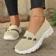 thumbnail image 3 of Women's Woven Slip On Sneakers Non Slip Knit Orthopedic Shoes Breathable Low Top Wide Width Walking Loafers White Size 8, 3 of 7