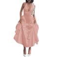 thumbnail image 3 of Women'S Summer Halter Dress Low Cut Sleeveless A Line Tulle Swing Corset Prom Formal Ball Gowns Pink S, 3 of 9