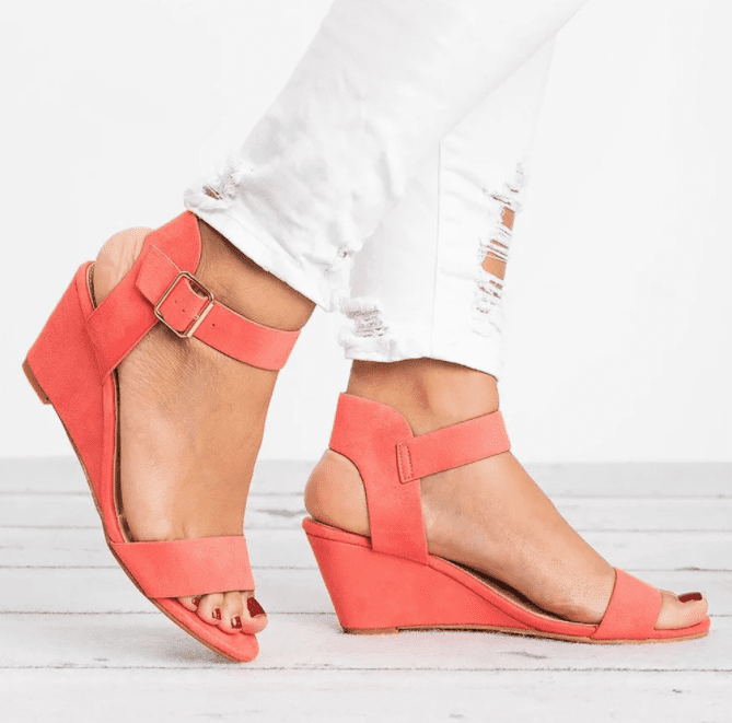 DATEWORK Women Summer Ankle Strap Sandals Wedges Rhinestone Platform Open Toe Sandals