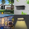 thumbnail image 4 of Lámpara de pared LED solar para escaleras, impermeable, para exteriores, para jardín, terraza, barandilla, luz de paso, paisaje, balcón, valla, luces solares, 3000 K y 6000 K, 2 paquetes, 4 of 5