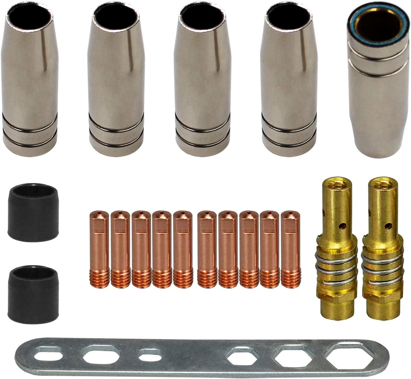 Jeu De Pièces D'usure Pour Torche De Soudure MIG/MAG MB15 - 10 Pointes 0.8mm, 5 Buses, Clé