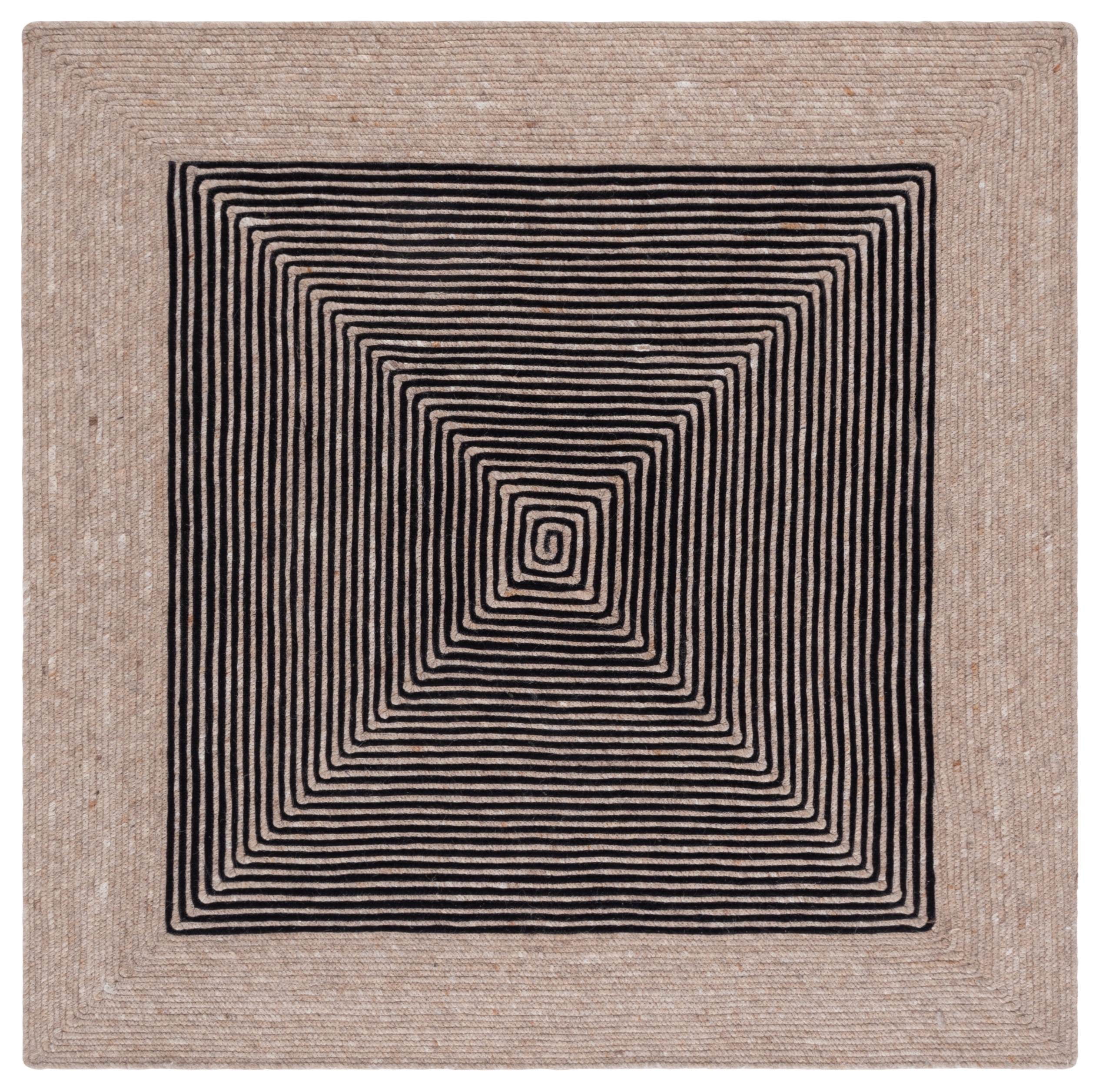 SAFAVIEH Braided Lars Geometric Reversible Area Rug, Beige/Black, 5' x 5' Square