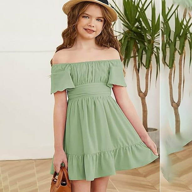 LUOGENLI Girls Dresses Size 10-12 Blue Toddler Girls Short Sleeve Solid  Princess Dress Dance Party Dresses Clothes Dresses for Girls Size 12/14  Girls Dresses Size 6X-7 Fancy Dress Green 12-13 Years - Walmart Business  Supplies