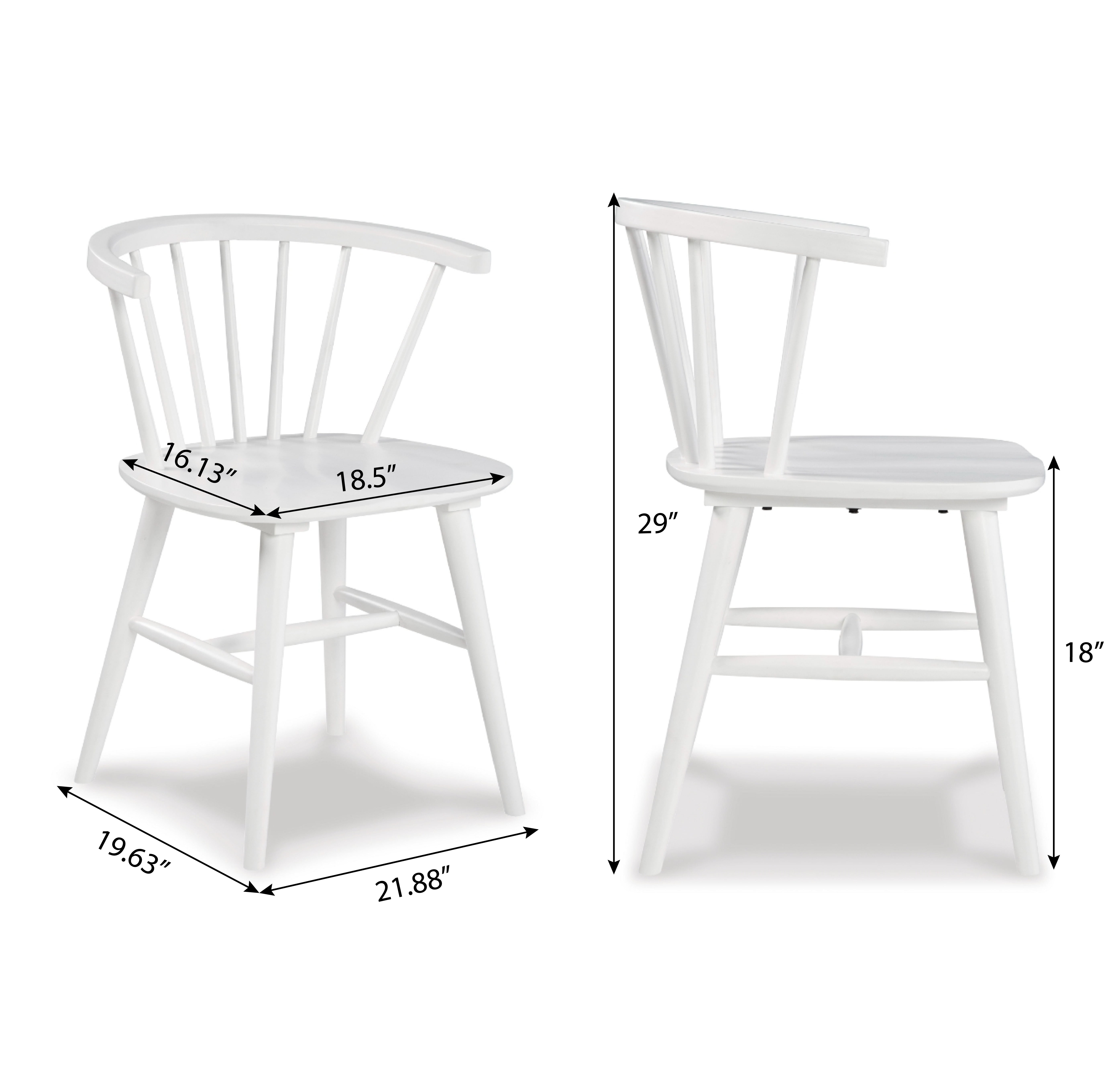 Roundhill Furniture Alwynn Wooden Spindle Back Dining Chairs, Windsor Chairs, Set of 2, White