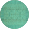 thumbnail image 1 of Ahgly Company Indoor Round Oriental Turquoise Blue Industrial Area Rugs, 5' Round, 1 of 4