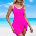 thumbnail image 4 of Pounoo Womens Active Swim Dresses Sleeveless Contrast Trim Shorts Tennis Skorts Fitness Training Beach Wear Gift, 4 of 5