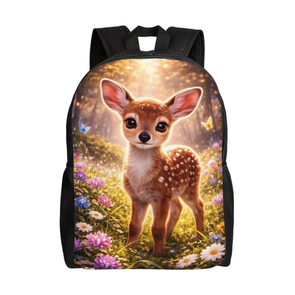 Adorable Fawn Backpack Full Front Print Travel Laptop Bag for Men and Women