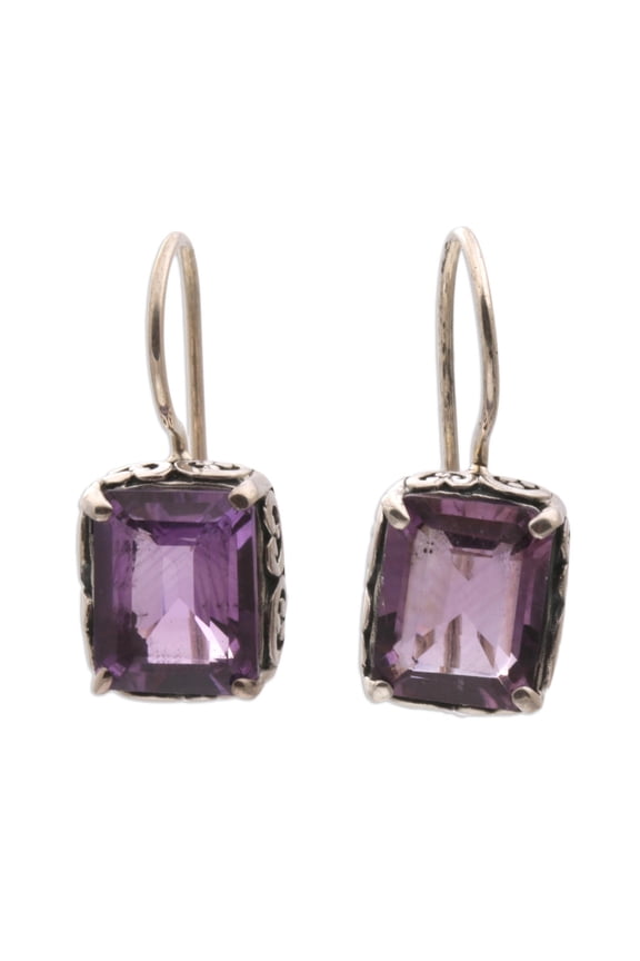Amethyst drop earrings, 'Imagine'