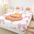 thumbnail image 4 of Erosebridal Pink Flowers Blossom Full Size Sheets,Kawaii Capybara Cute Bowknots Bed Sheets For Kids 4 Pieces, 4 of 6